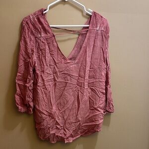 Young Fabulous & Broke Dusty Rose V-Neck Blouse